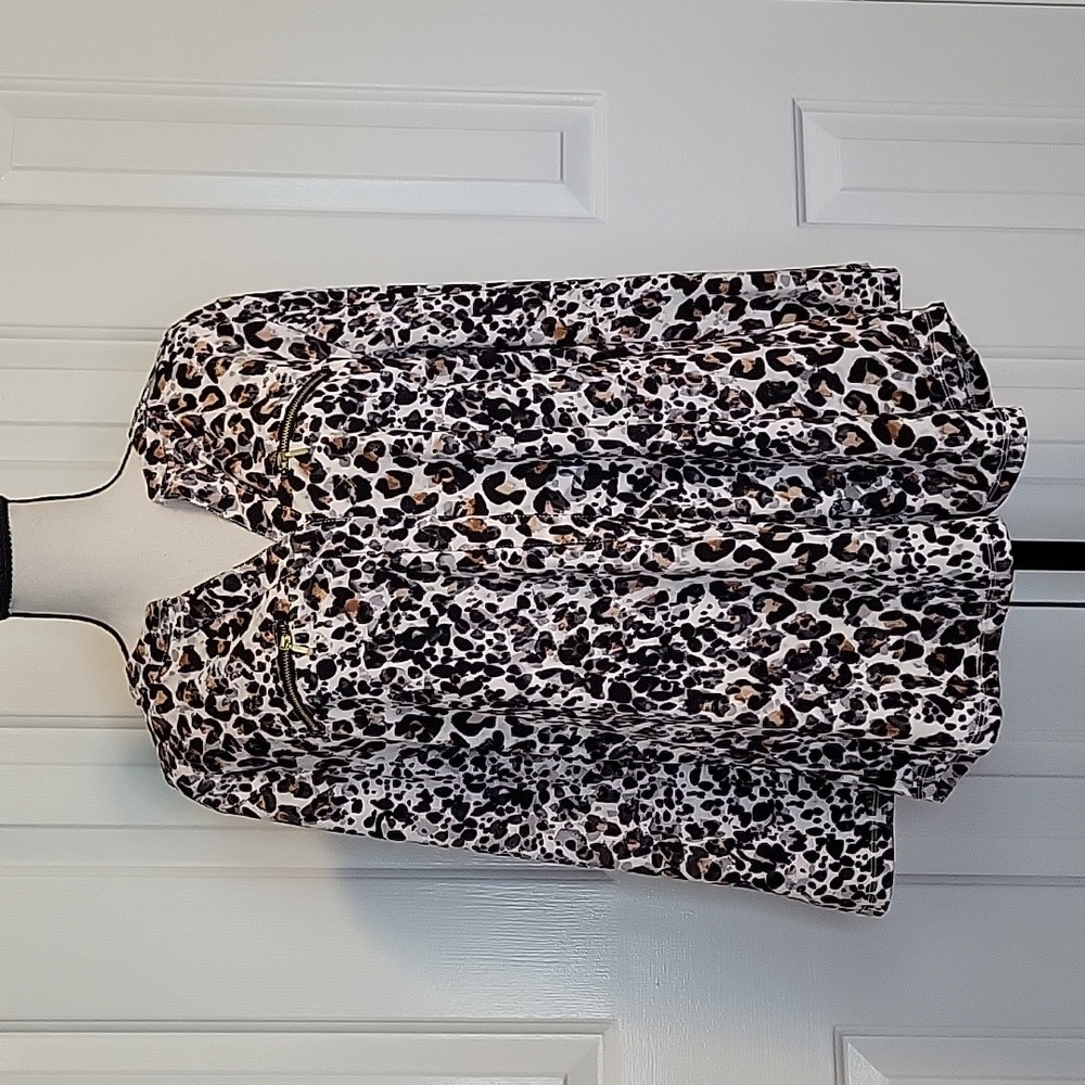Nanette Lepore Leopard Print 3/4 Sleeve Tunic Blouse Size L